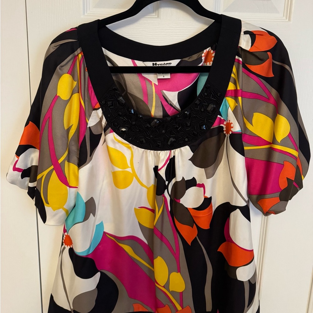 Colourful Nygard Women's Top with Black Accents
